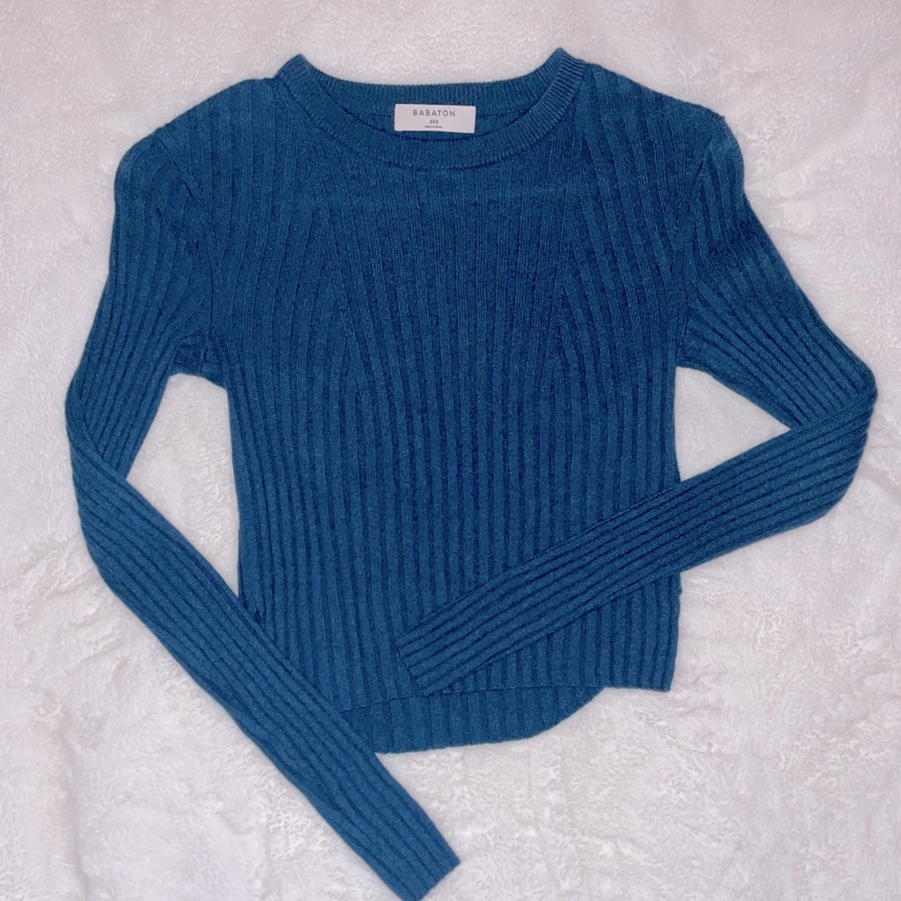 Aritzia Babaton Wool Blend Teal Knit Top